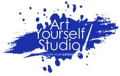 Art Yourself Studio Blue Paint Splash Logo