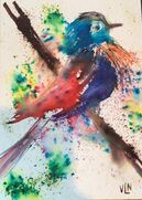 Watercolor Bruscho Bird with Vibrant Colors 